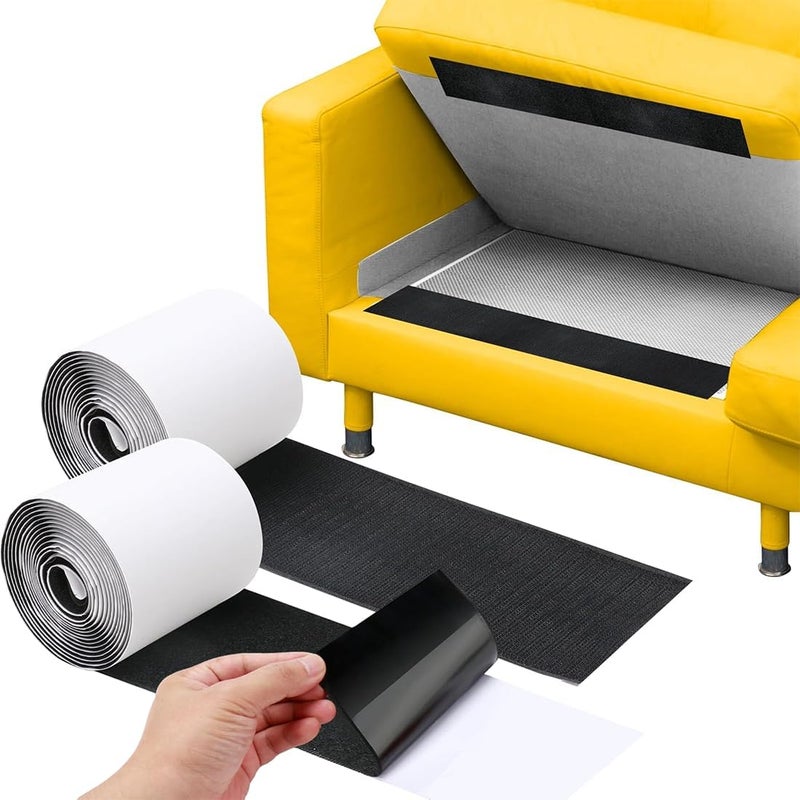 JEVONI 4.4" x 15 FT Heavy Duty Adhesive Hook and Loop Tape Strips - Reusable Fastener for Home, Office & Crafts (Black) - Image 1